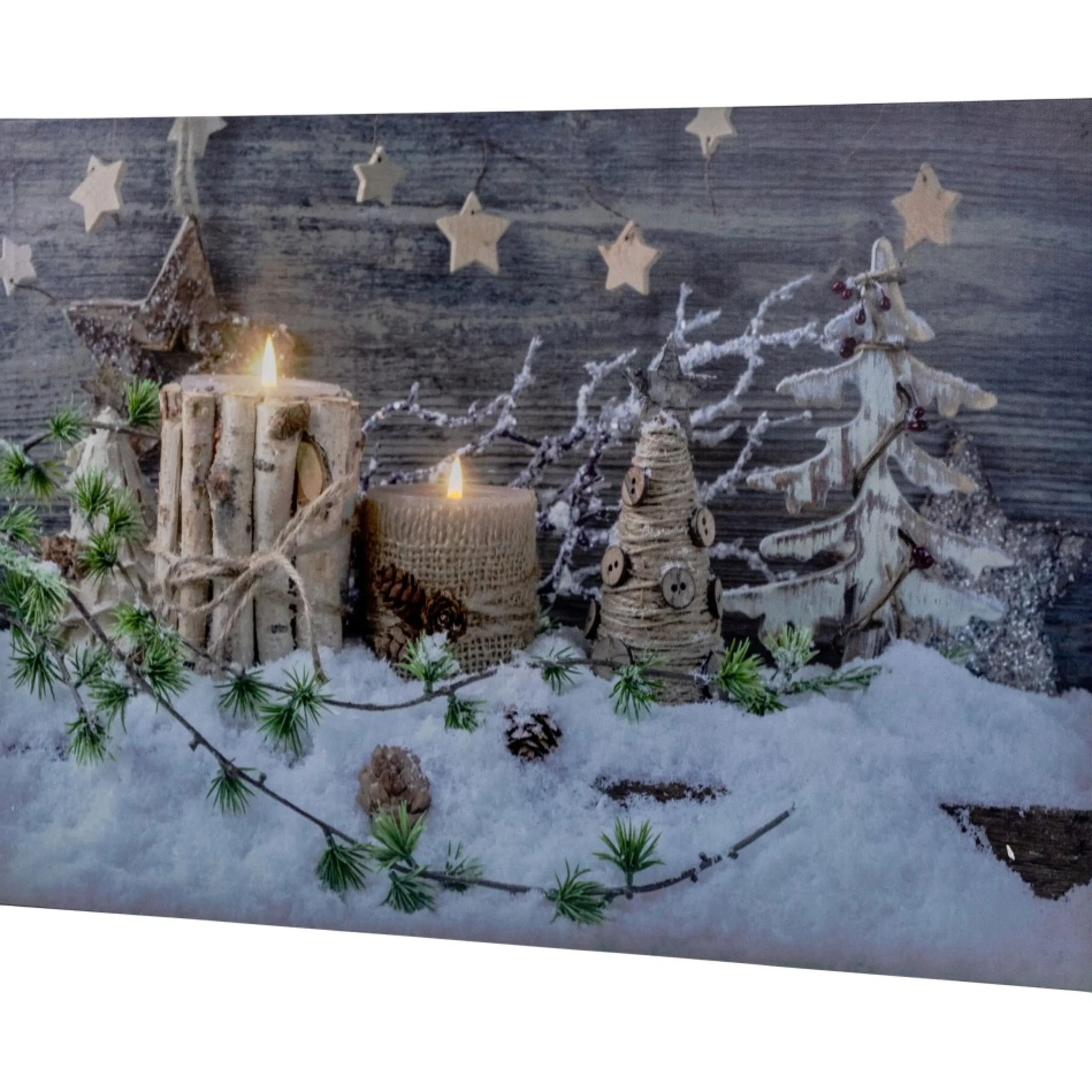 Wall & Door Decorations*Northlight Country Rustic Winter Christmas Led Lighted Canvas Wall Art 23.5" X 15.5"