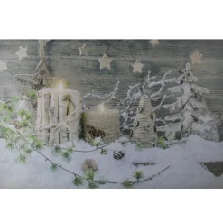 Wall & Door Decorations*Northlight Country Rustic Winter Christmas Led Lighted Canvas Wall Art 23.5