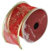 Ribbon*Northlight Cranberry Red And Gold Glitter Snowflakes Wired Christmas Craft Ribbon 2.5 X 10 Yards