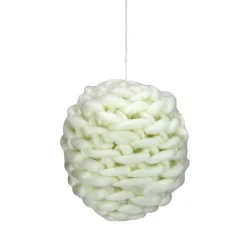 Allstate Balls>Cream White Knit Hanging Shatterproof Christmas Ball Ornament 7" (175Mm)