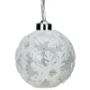 Gerson Snowflakes>6Ct Battery Operated Pre-Lit Silver Glitter Snowflake Christmas Ball Ornaments 4.25" (105Mm)