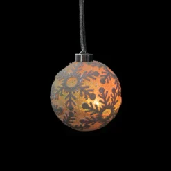 Gerson Snowflakes>6Ct Battery Operated Pre-Lit Silver Glitter Snowflake Christmas Ball Ornaments 4.25" (105Mm)