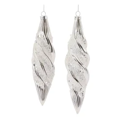 Melrose Finials>6Ct Beaded Glass Swirl Christmas Ornaments 8"