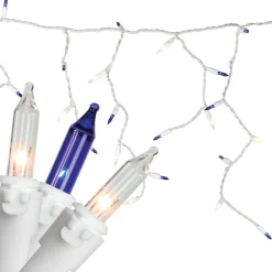 Northlight 100Ct Blue And Clear Mini Icicle Christmas Lights, 5.75Ft White Wire