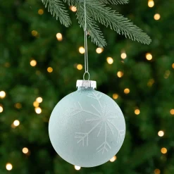 Northlight Balls>4Ct Blue And Silver Snowflake Glass Christmas Ball Ornaments 3.25" (80Mm)
