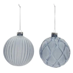 Melrose Balls>6Ct Blue Frosted Glass Christmas Ball Ornaments 4.5" (114Mm)