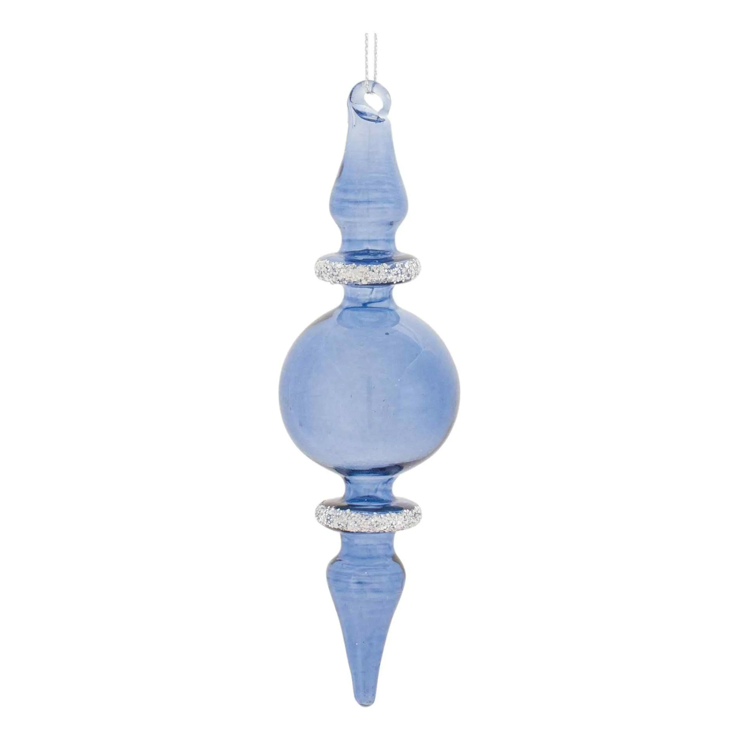 Melrose Finials>12Ct Blue Glass Christmas Finial Drop Ornaments 6"