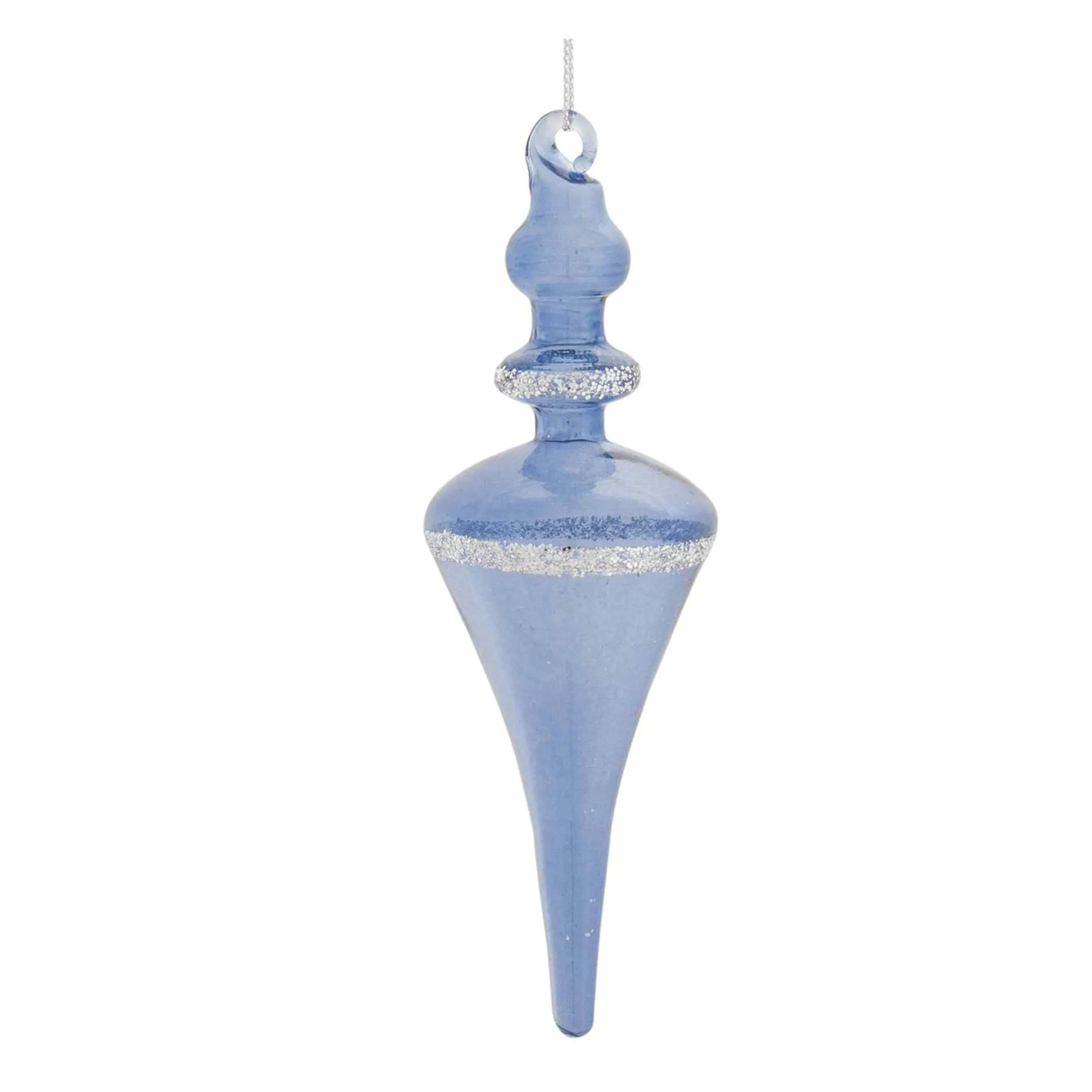 Melrose Finials>12Ct Blue Glass Christmas Finial Drop Ornaments 6"