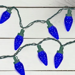 Northlight 50Ct Blue Led Faceted C9 Christmas Light Set, 20.25Ft Green Wire