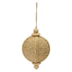 Melrose Finials>4Ct Brown Woven Jute Rope Christmas Onion Ornaments 6.5"