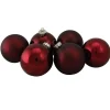 Northlight Glass Balls>6Ct Burgundy Red 2-Finish Glass Ball Christmas Ornaments 3.25" (80Mm)