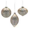 Melrose Balls>6Ct Champagne Yellow And Blue Glittered Glass Christmas Ornaments 6.25" (158Mm)