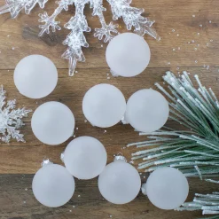 Northlight Glass Balls>9Ct Clear Frosted Matte Christmas Glass Ball Ornaments 2.5" (65Mm)