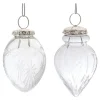 Melrose Pendants & Drops>6Ct Etched Glass Teardrop Christmas Ornament 4.5"