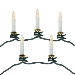 Northlight 10Ct Flickering Led Clip On Candle Christmas Lights, 7' Green Wire