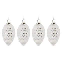 Melrose Pine Cones>4Ct Frosted Pinecone Glass Christmas Drop Ornaments 6.25"