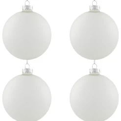 Northlight Glass Balls>4Ct Frosted White Matte Glass Christmas Ball Ornaments 4" (100Mm)
