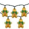 Northlight 10Ct Gingerbread Man Christmas Lights, Clear Lights, Green Wire