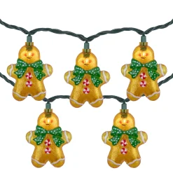Northlight 10Ct Gingerbread Man Christmas Lights, Clear Lights, Green Wire