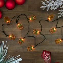 Northlight 10Ct Gingerbread Man Christmas Lights, Clear Lights, Green Wire