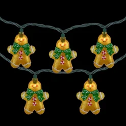 Northlight 10Ct Gingerbread Man Christmas Lights, Clear Lights, Green Wire