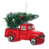 Melrose Transportation>6Ct Glittered Glass Pickup Truck Christmas Ornaments 4.25"