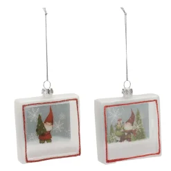 Melrose Fantasy & Sci Fi>6Ct Gnome Shadow Box Christmas Ornaments 4"