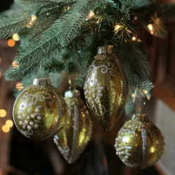 Northlight Balls>4Ct Gold And Silver Shiny Glass Christmas Ball Ornaments 2.75" (70Mm)