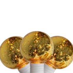 Hofert 10Ct Gold Mercury Glass Style G40 Globe Patio Lights - 5.25Ft, White Wire