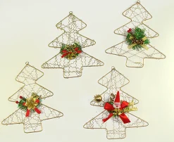 CC Christmas Decor Santa Claus>72Ct Gold Wire Santa Christmas Tree Ornaments 9"