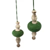 Melrose Finials>2Ct Green And Beige Christmas Finial Drop Ornaments 9"