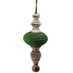 Melrose Finials>2Ct Green And Beige Christmas Finial Drop Ornaments 9"