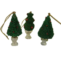 CC Christmas Decor Trees & Wreaths>576Ct Green And Ivory Potted Topiary Tree Christmas Ornaments 2.5"