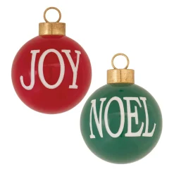 Melrose Balls>6Ct Green And Red "Joy" "Noel" Ball Christmas Ornaments 6" (152Mm)