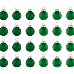 Northlight Glass Balls>24Ct Green 2-Finish Glass Christmas Ball Ornaments 1" (25Mm)