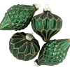 Northlight Finials>4Ct Green With Gold Glitter Onion And Finial Glass Christmas Ornaments 4.75"
