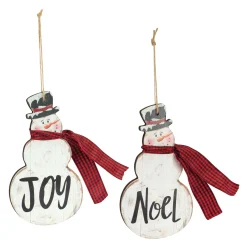 Melrose Snowmen>6Ct "Joy And Noel" Snowman Christmas Ornaments 7.25"