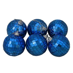 Northlight Balls>6Ct Lavish Blue Mirrored Disco Ball Christmas Ornaments 2" (50Mm)