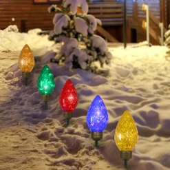 Outdoor Decorations*Northlight 5Ct Led Lighted Multi-Color C9 Christmas Pathway Marker Lawn Stakes - 8 Ft