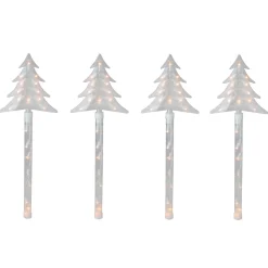 Outdoor Decorations*Northlight 4Ct Lighted Christmas Tree Pathway Marker With Lawn Stakes White Wire - Clear Lights