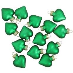 Whitehurst Hearts>56Ct Matte Green Glass Heart Christmas Ornaments 1.75" (45Mm)