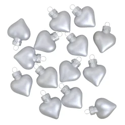 Whitehurst Hearts>56Ct Matte Silver Glass Heart Christmas Ornaments 1.75" (45Mm)