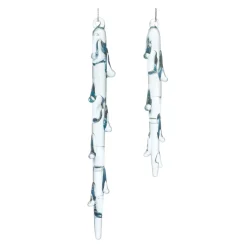 Melrose Icicles>12Ct Melted Glass Icicle Christmas Drop Ornaments 7"