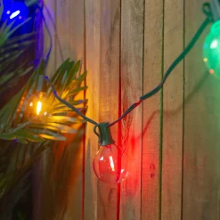 Northlight 10Ct Multi Color Led G50 Globe Patio Lights, 10Ft Green Wire