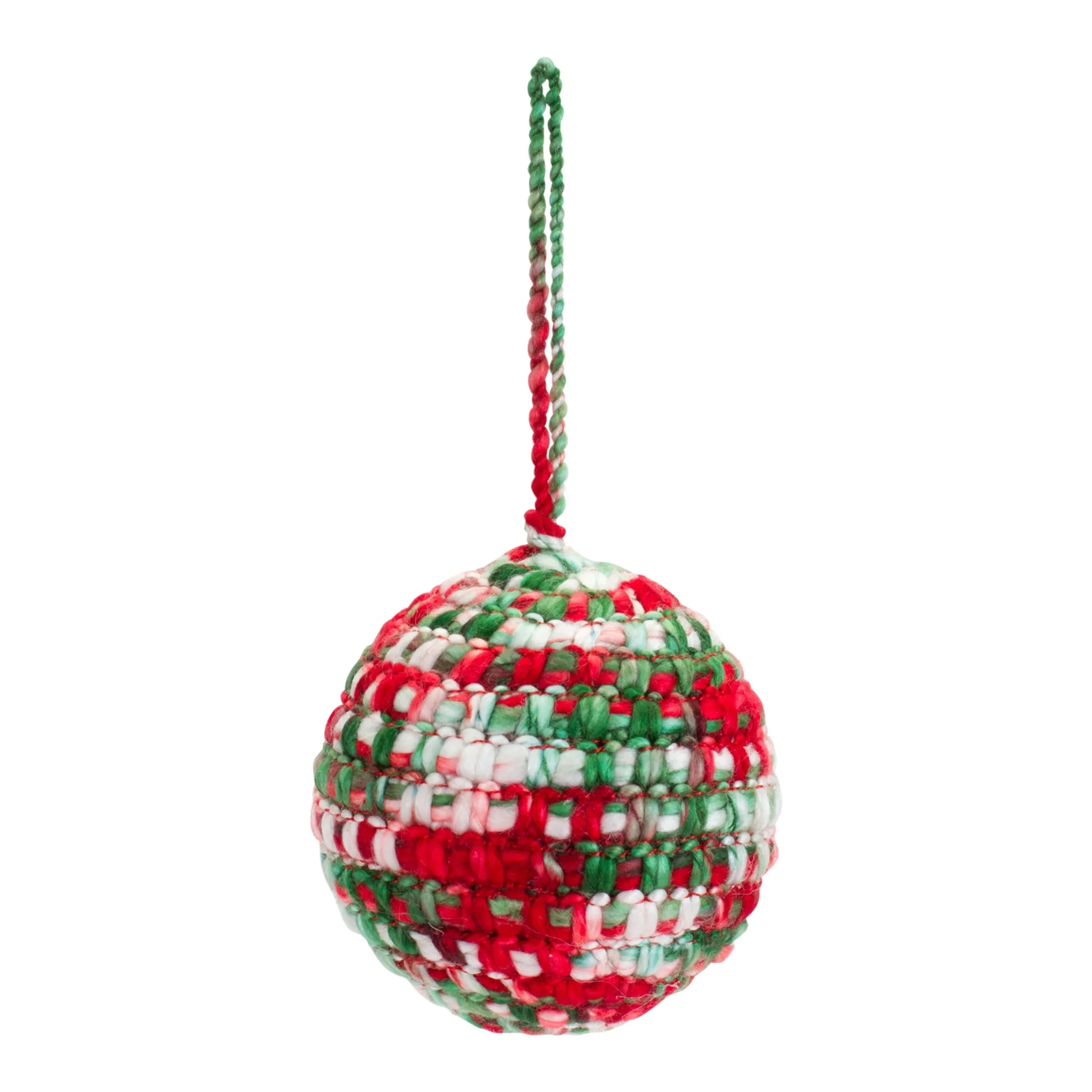 Melrose Balls>4Ct Multicolor Knitted Christmas Ball Ornaments 3.75" (95Mm)
