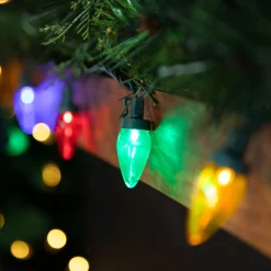 Northlight 25Ct Multi-Color Led C7 Christmas Light Set, 16Ft Green Wire