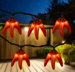 Northlight 36Ct Orange Chili Pepper Clusters String Light Set, 7.5Ft Brown Wire