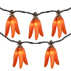 Northlight 36Ct Orange Chili Pepper Clusters String Light Set, 7.5Ft Brown Wire