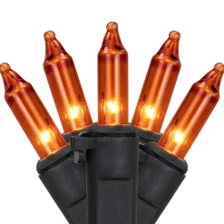 Northlight 50Ct Orange Mini Christmas Lights, 10Ft Black Wire