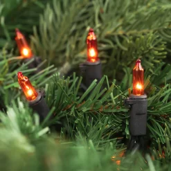 Northlight 100Ct Orange Mini Christmas Lights, 20.25Ft Black Wire